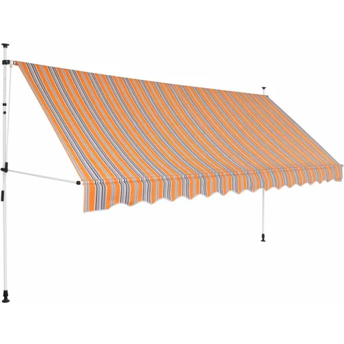 vidaXL Ročno zložljiva tenda 400 cm rumene in modre črte