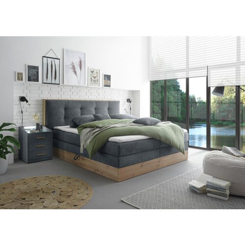 Livetastic POSTELJA BOXSPRING 180 cm x 200 cm , les, tekstil, leseni material antracit Cene