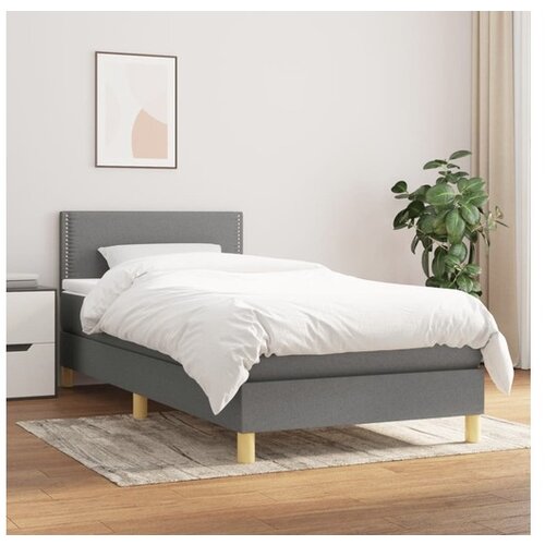  Box spring postelja z vzmetnico temno siva 100x200 cm blago Cene