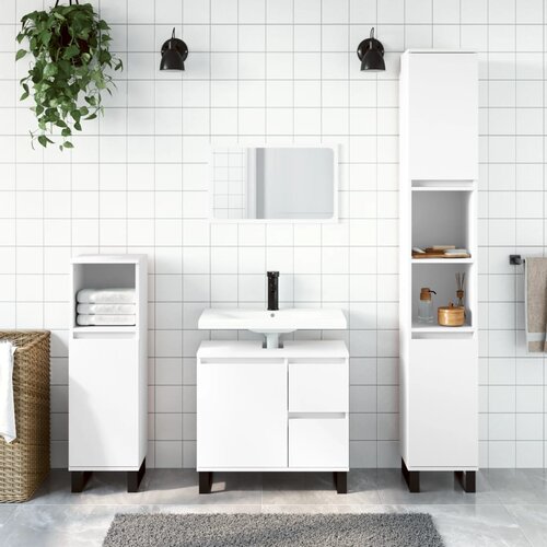 The Living Store Kopalniška omarica bela 65x33x60 cm inženirski les - Kopalniška Omarica, (21436570) Cene