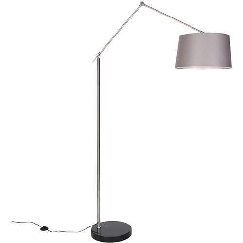 QAZQA Moderna talna svetilka jekleno platneno senčnik temno siv 45 cm - Editor Cene
