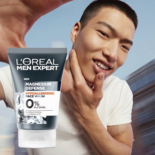 L&amp;acute;Or&amp;eacute;al Paris Men Expert Magnesium Defence gel za umivanje obraza za mo&amp;scaron;ke 100 ml Slike