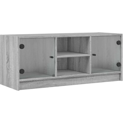 vidaXL TV ormarić sa staklenim vratima siva boja hrasta 102x37x42 cm Cijene