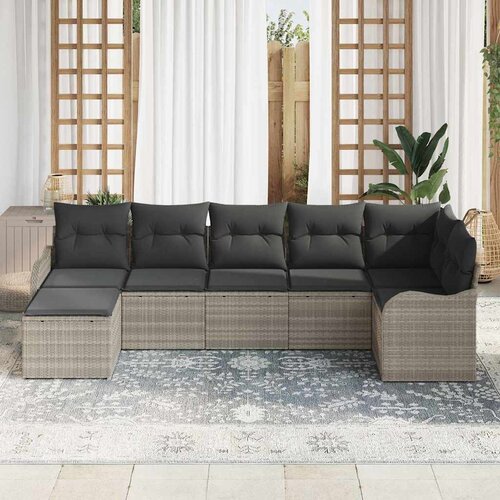  Sjedeća garnitura za vrt 7 kom. Svijetlo siva poliratan Svjetlosiva 287,5 x 122,5 x 69 cm Slike