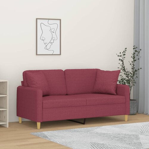  The Living Store Kavč dvosed z blazinami vinsko rdeč 140 cm blago - Kavč Dvosed, (21494402) Cene