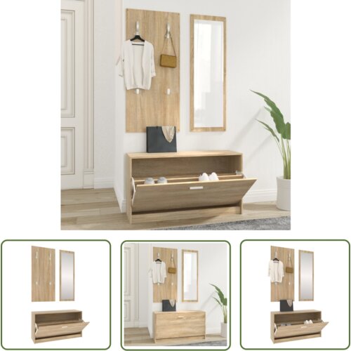 The Living Store 3 v 1 Komplet omaric za čevlje sonoma hrast inženirski les - Komplet Omaric Za Čevlje, (21744489) Cene