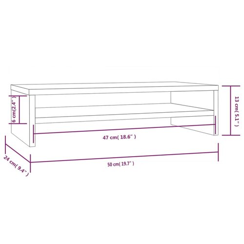  Stalak za monitor 50 x 24 x 13 cm od masivne borovine Slike