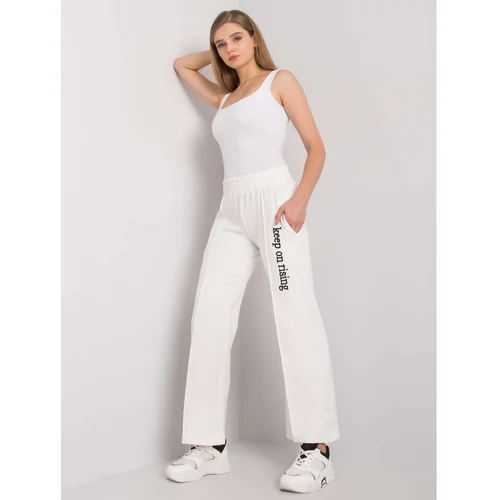 Fashion Hunters Simple ecru sweatpants with an inscription