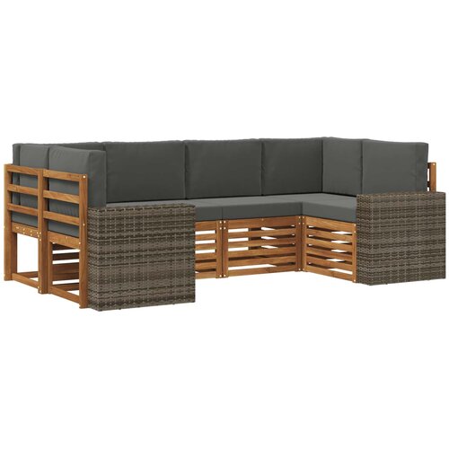 vidaXL Kotna sedežna garnitura 6 pcs Naravna in antracitna Poliester, (5000283742) Cene