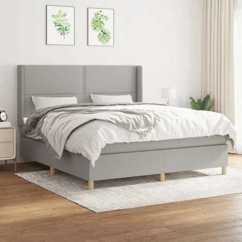  Box spring postelja z vzmetnico svetlo siva 180x200 cm blago, (20901263)