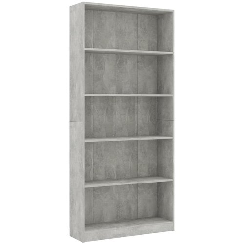 VidaXL Knjižna omara 5-nadstropna betonsko siva 80x24x175cm iverna pl., (20705983) Slike