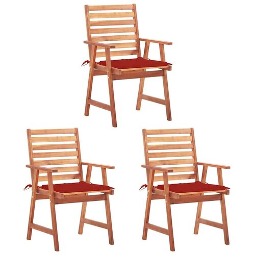 3 Vrtni jedilni stoli 3 kosi z blazinami trden akacijev les Cene