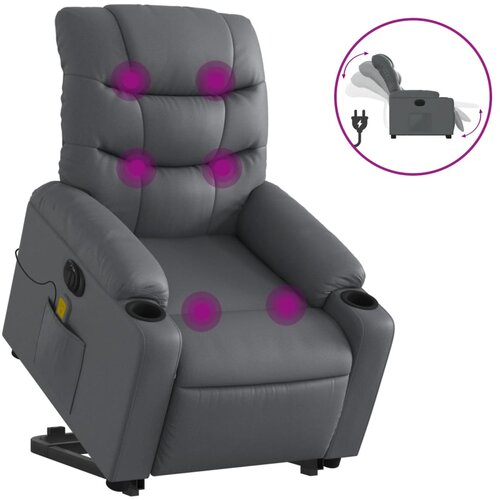 Maison Chic Električni masažni stol - Relax naslanjač s funkcijo vstajanja sivo umetno usnje, (22042560) Cene