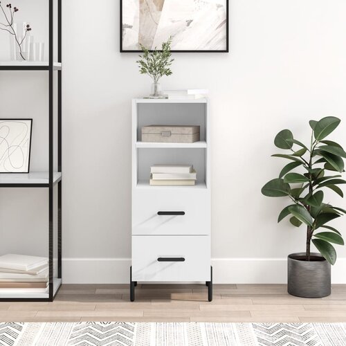 vidaXL Komoda visok sijaj bela 34,5x34x90 cm inženirski les Cene