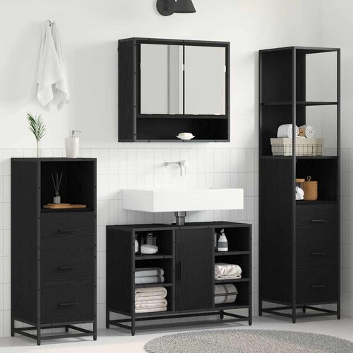 vidaXL Set namještaja za kupaonicu 3 pcs Crni hrast 35 x 37.5 x 166 cm Cijene