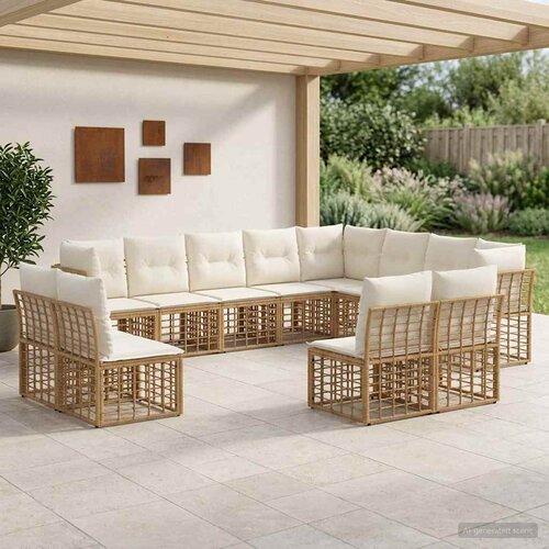  Set vanjskih sofa Prirodna i krema bijela Poliester Cijene