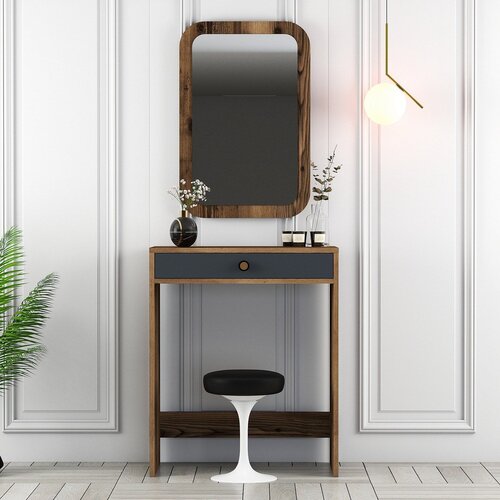 Hanah home lizbon mirror - walnut, anthracite walnutanthracite make-up table Cene