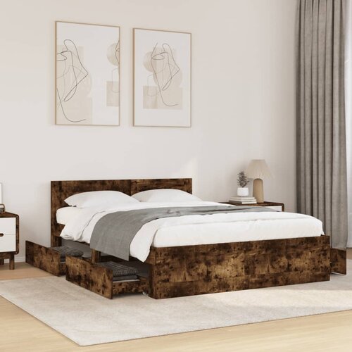 Furnova Posteljni okvir z vzglavjem dimljen hrast 120x200 cm inž. les, (21938784) Slike