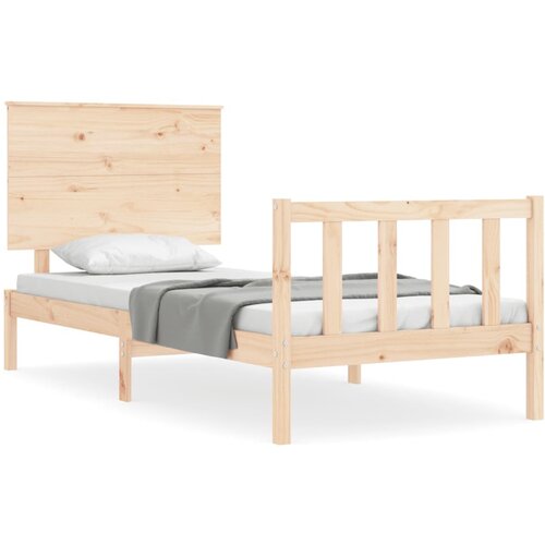 Maison Chic Posteljni okvir - Enojna postelja - Postelja za odrasle 75x190 cm z vzglavjem trden les-J16433, (21762120) Slike