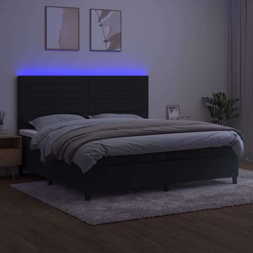  Box spring s madracem LED crni 200x200 cm bar&amp;scaron;un Slike