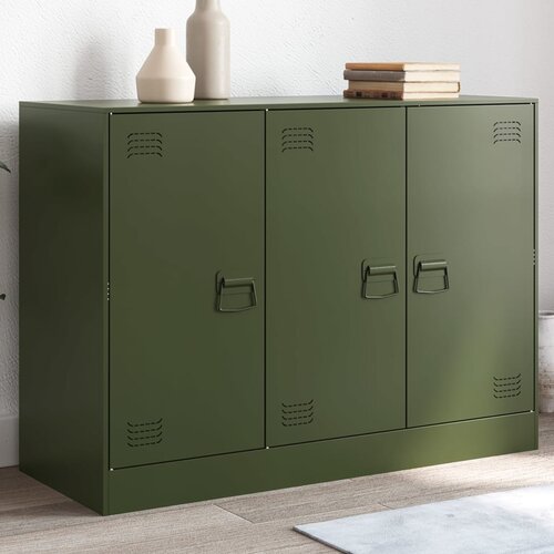 VidaXL Komoda olivno zelena 99x39x73 cm jeklo Slike