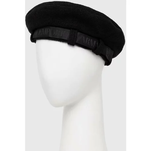 Emporio Armani Volnena baretka črna barva