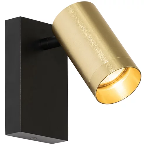 QAZQA Stenska svetilka črna z zlatom nastavljiva s stikalom - Jeana Luxe