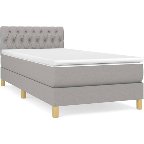 Maison Chic Box spring postelja - Vzmetna postelja z vzmetnico svetlo siva 90x200 cm blago SL12990, (21903196) Slike