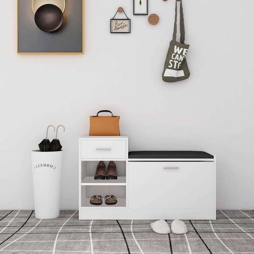 vidaXL klupa za cipele bijela 94,5 x 31 x 57 cm od iverice Cijene