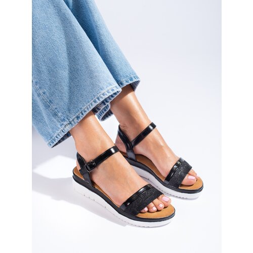 SHELOVET women's platform sandals black Slike