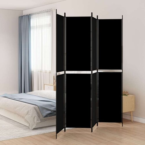  Sobna pregrada s 4 panela crna 200 x 220 cm od tkanine Cijene