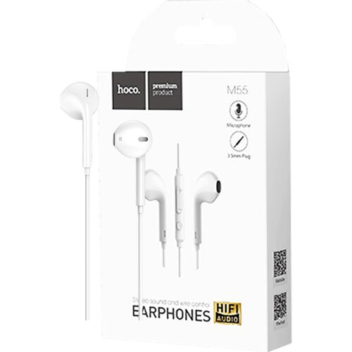 hoco. Slu&scaron;alke z mikrofonom, 3,5 mm, dolžina kabla 1,2 m, bele - M55 Memory sound White Cene