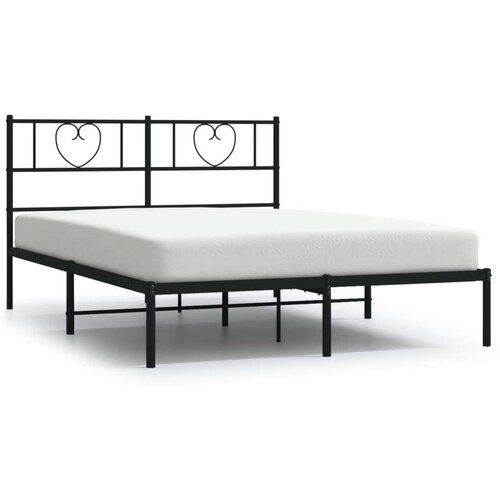 VidaXL Metalni okvir za krevet s uzglavljem crni 150x200 cm Slike