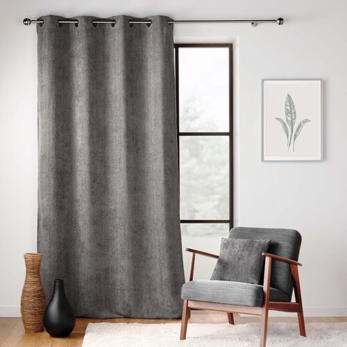 Douceur d int&amp;eacute;rieur Antracitno siva zavesa iz &amp;scaron;enilje 140x260 cm Leo &amp;ndash; Slike
