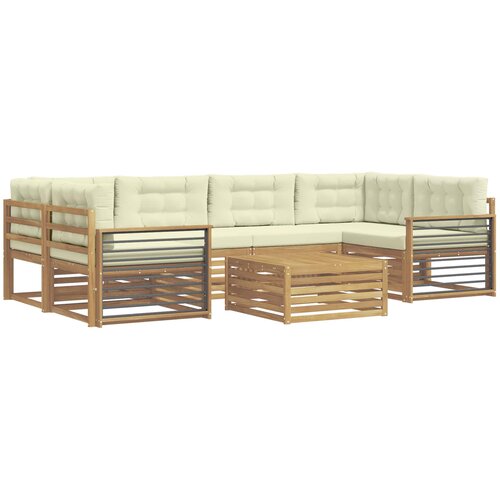  Set vanjskih sofa 7 kom. Bijela i krem Poliester Slike
