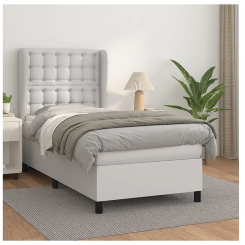  Box spring postelja z vzmetnico bel 90x190 cm umetno usnje
