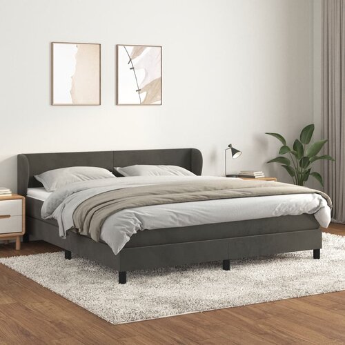 VidaXL Box spring postelja z vzmetnico temno siva 180x200 cm žamet Slike