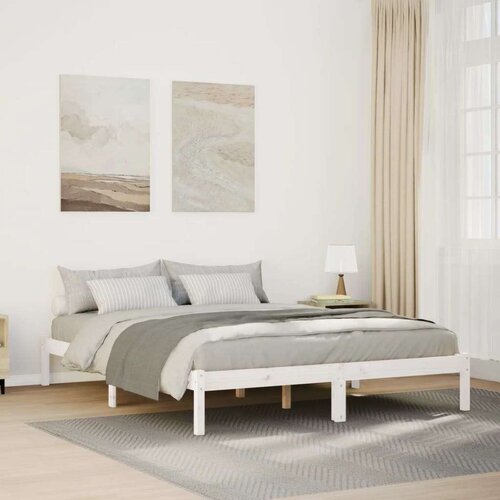  Dugi okvir kreveta bez madraca bijeli 140 x 220 cm od borovine Slike