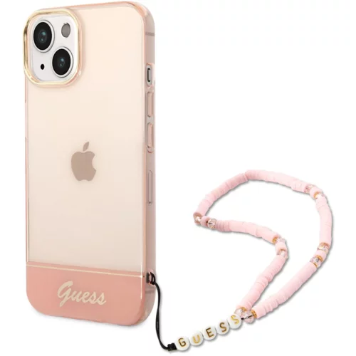 Guess gUHCP14MHGCOHP za iPhone 14 Plus - roza silikonski ovitek s perla zapestnico