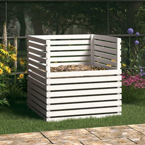 vidaXL Kompostnik bel 100x100x102 cm trdna borovina Cene