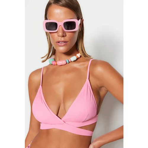 Trendyol Pink Triangle Pile Bikini Top