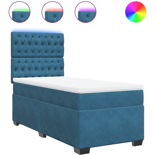 VidaXL Box spring krevet s madracem plavi 80 x 200 cm bar&amp;scaron;unasti Slike
