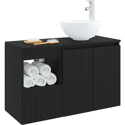  Set namje&amp;scaron;taja za kupaonicu 2 kom. Crna Konstruirano drvo 49,5 x 41 x 80 cm Slike