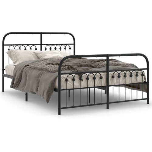 vidaXL Metalni okvir kreveta uzglavlje i podnožje crni 137x190 cm Cijene