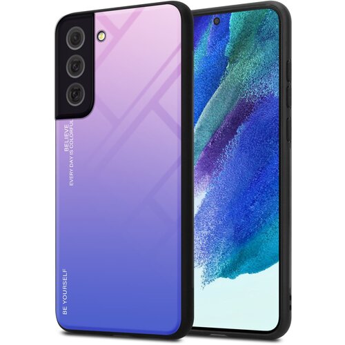 Cadorabo Ohišje, združljiv s Samsungom v roza - modri - dvobarvni zaščitni pokrov iz silikona TPU in hrbta iz kaljenega stekla, (20589695) Cene
