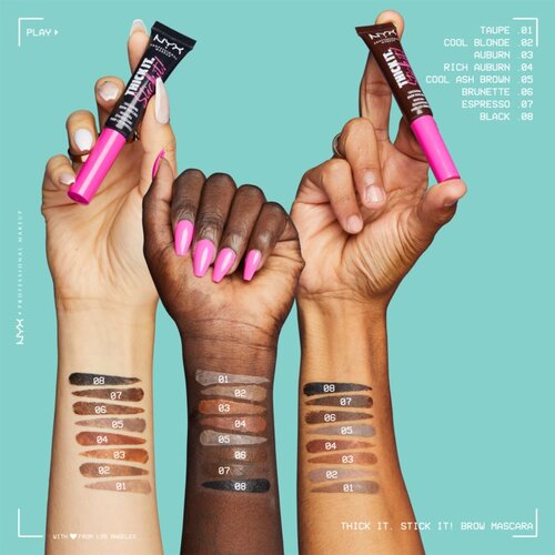 NYX Professional Makeup Thick It Stick It! maskara za obrvi 7 ml odtenek 08 Black Slike