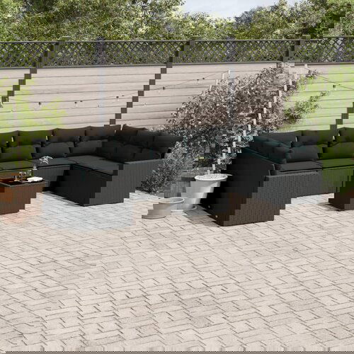  The Living Store Vrtna sedežna garnitura 11-delna z blazinami črn poli ratan - Vrtna Sedežna Garniture, (21481652) Cene