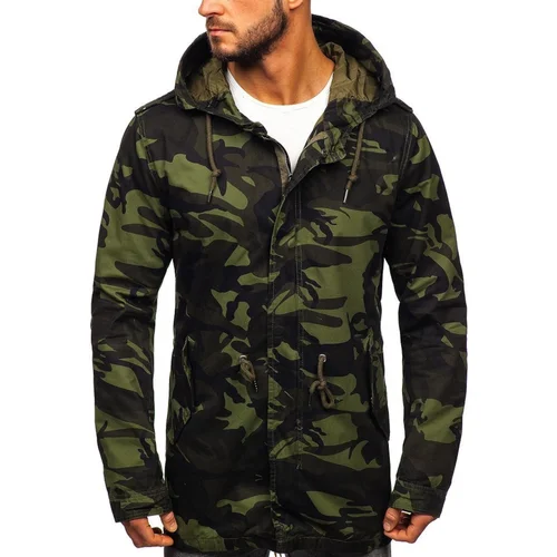 DStreet Pánská jarní parka s kapucí 5391 - khaki,