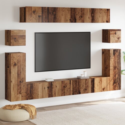 VidaXL Set TV komoda 8 pcs Staro drvo Srednja 30.5 x 30 x 30 cm Slike