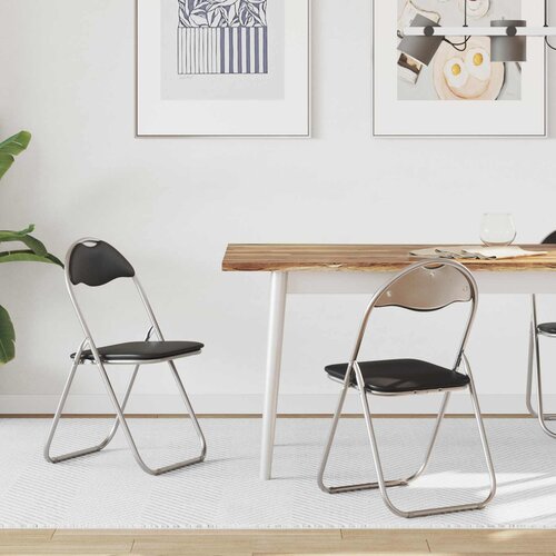  Sklopiva stolica 2 pcs Crna i Siva 48 x 43,5 x 81 cm Lažna koža Cijene